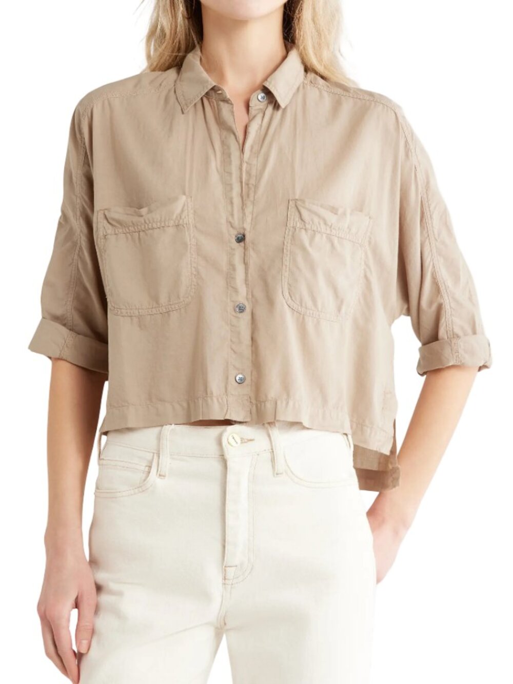 James Perse Lawn Cotton Crop Shirt